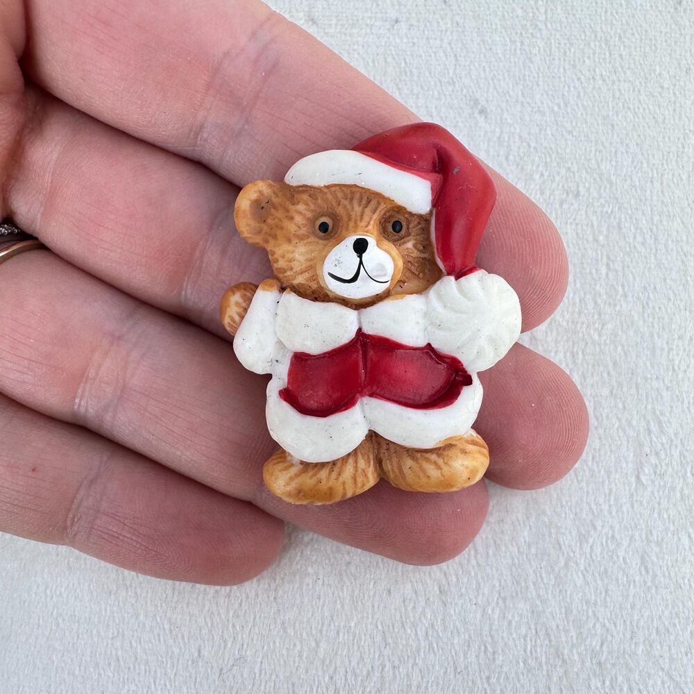 Vintage Santa Christmas Bear Brooch